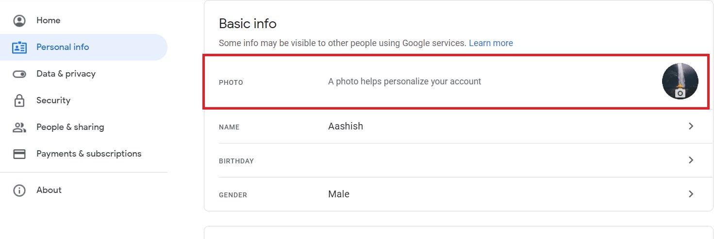 Delete google profile photo Using the Web Browser