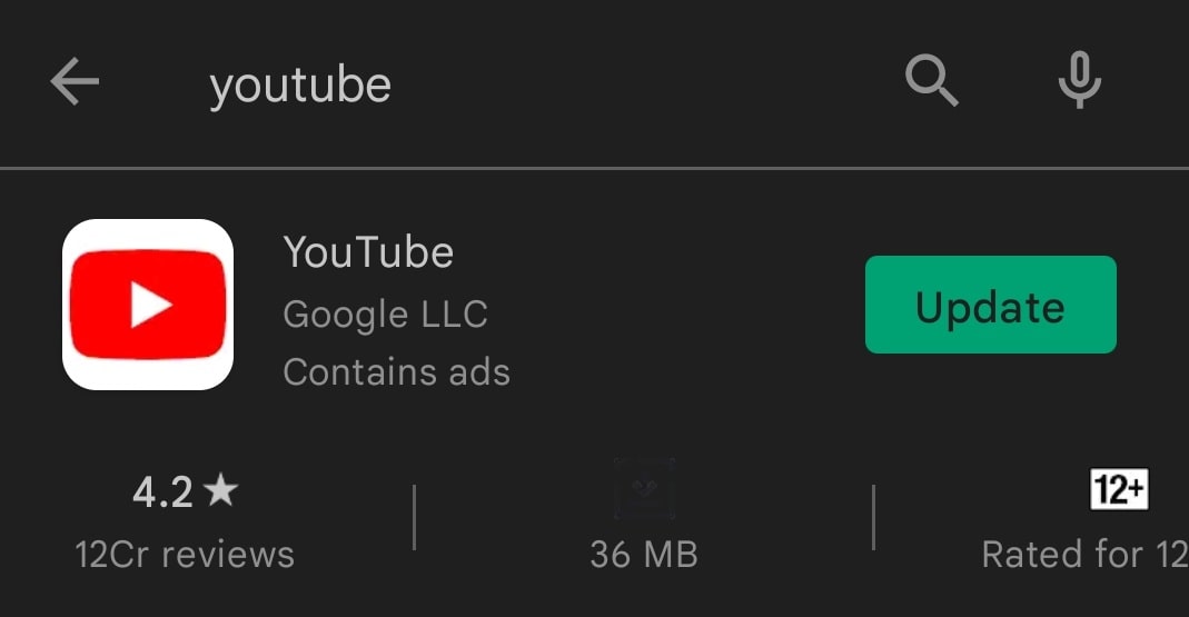 Update Youtube App to Fix Youtube error 400